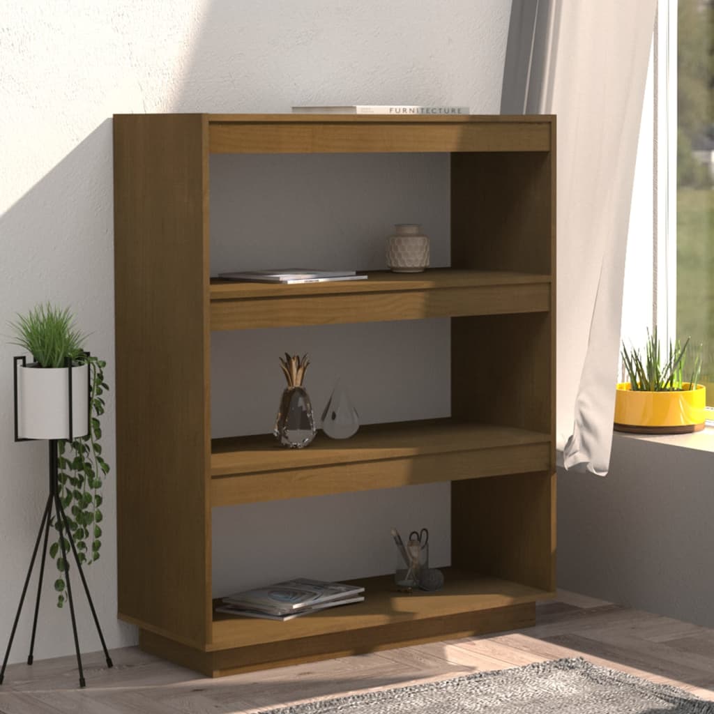 Bokhylle Honningbrun Romdeler 80x35x103 cm heltre furu