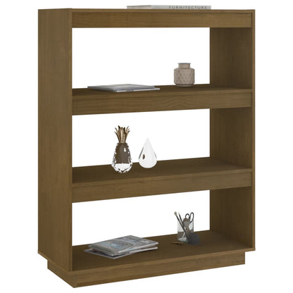 Bokhylle Honningbrun Romdeler 80x35x103 cm heltre furu
