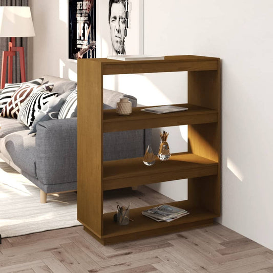 Bokhylle Honningbrun Romdeler 80x35x103 cm heltre furu