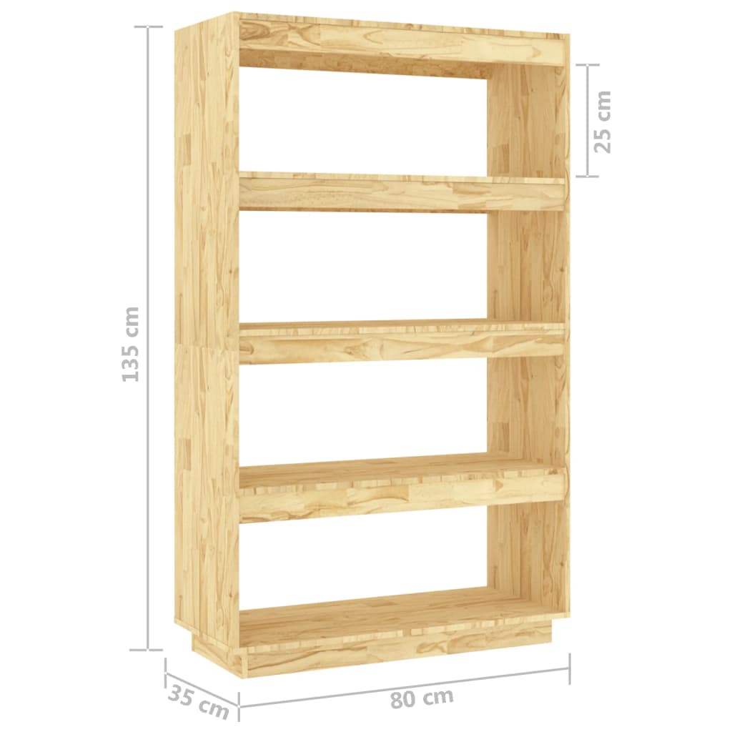 Bokhylle Tre Romdeler 80x35x135 cm heltre furu