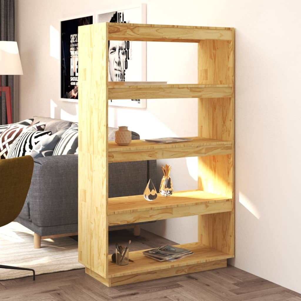 Bokhylle Tre Romdeler 80x35x135 cm heltre furu