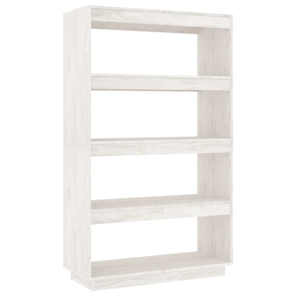 Bokhylle Hvit Romdeler 80x35x135 cm heltre furu