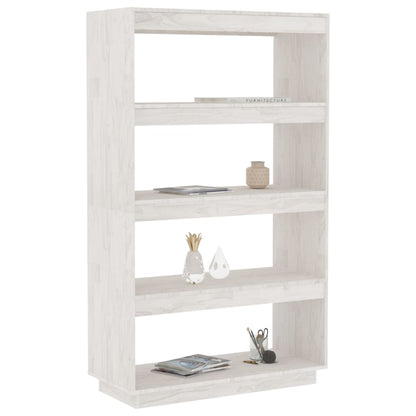 Bokhylle Hvit Romdeler 80x35x135 cm heltre furu