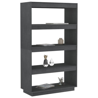 Bokhylle Grå Romdeler 80x35x135 cm heltre furu
