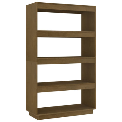 Bokhylle Honningbrun Romdeler 80x35x135 cm heltre furu