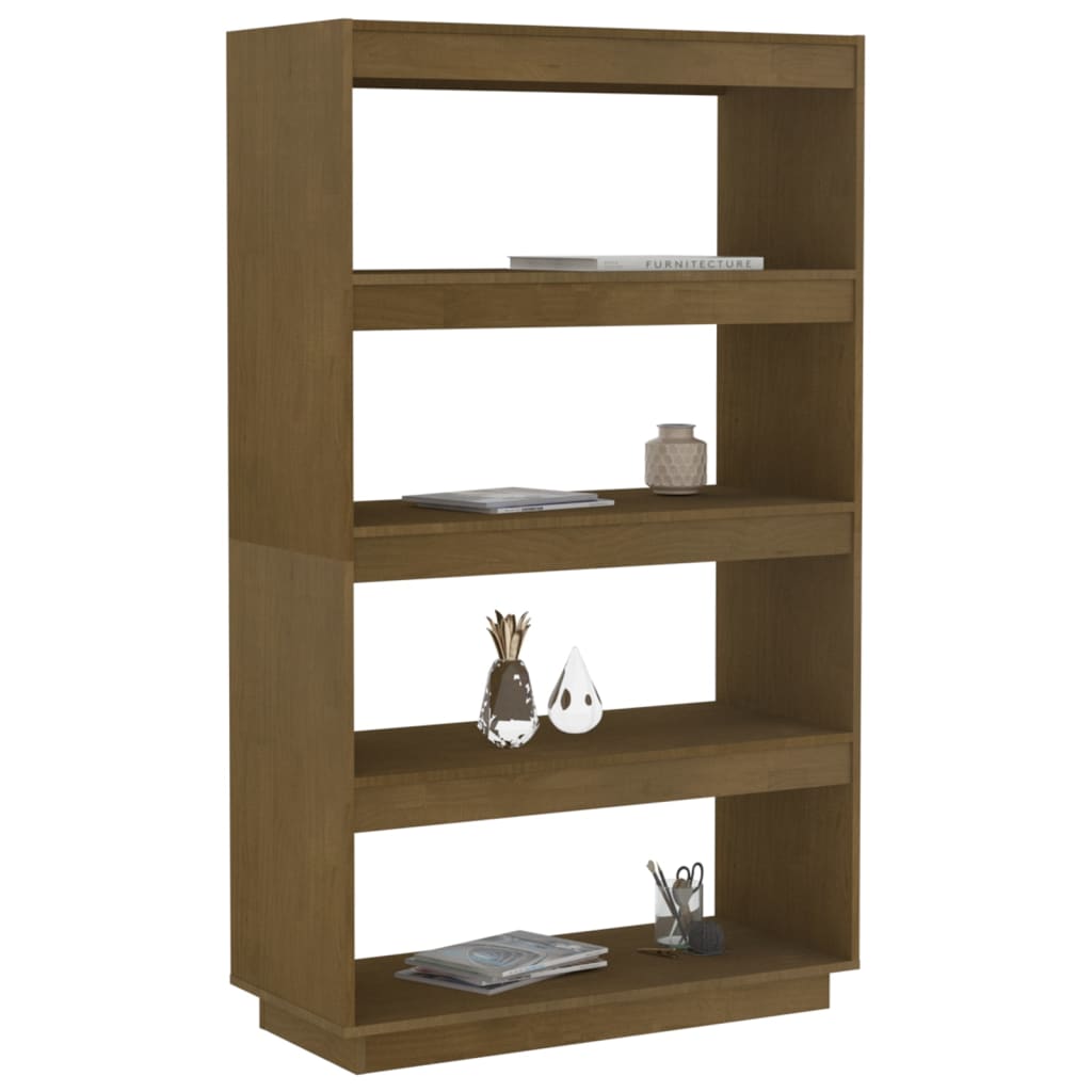 Bokhylle Honningbrun Romdeler 80x35x135 cm heltre furu