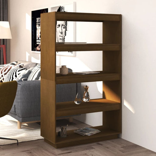 Bokhylle Honningbrun Romdeler 80x35x135 cm heltre furu