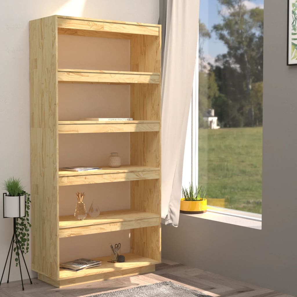 Bokhylle Tre Romdeler 80x35x167 cm heltre furu