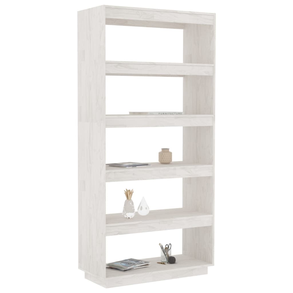Bokhylle Hvit Romdeler 80x35x167 cm heltre furu