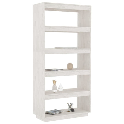 Bokhylle Hvit Romdeler 80x35x167 cm heltre furu