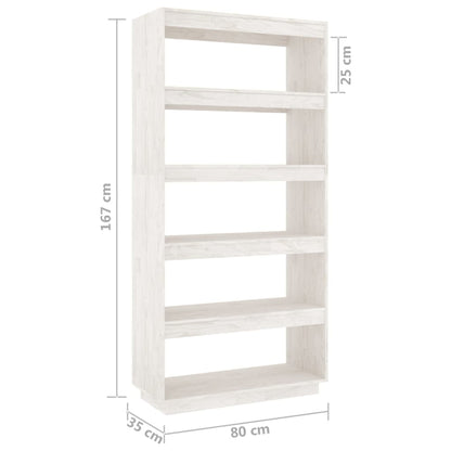 Bokhylle Hvit Romdeler 80x35x167 cm heltre furu