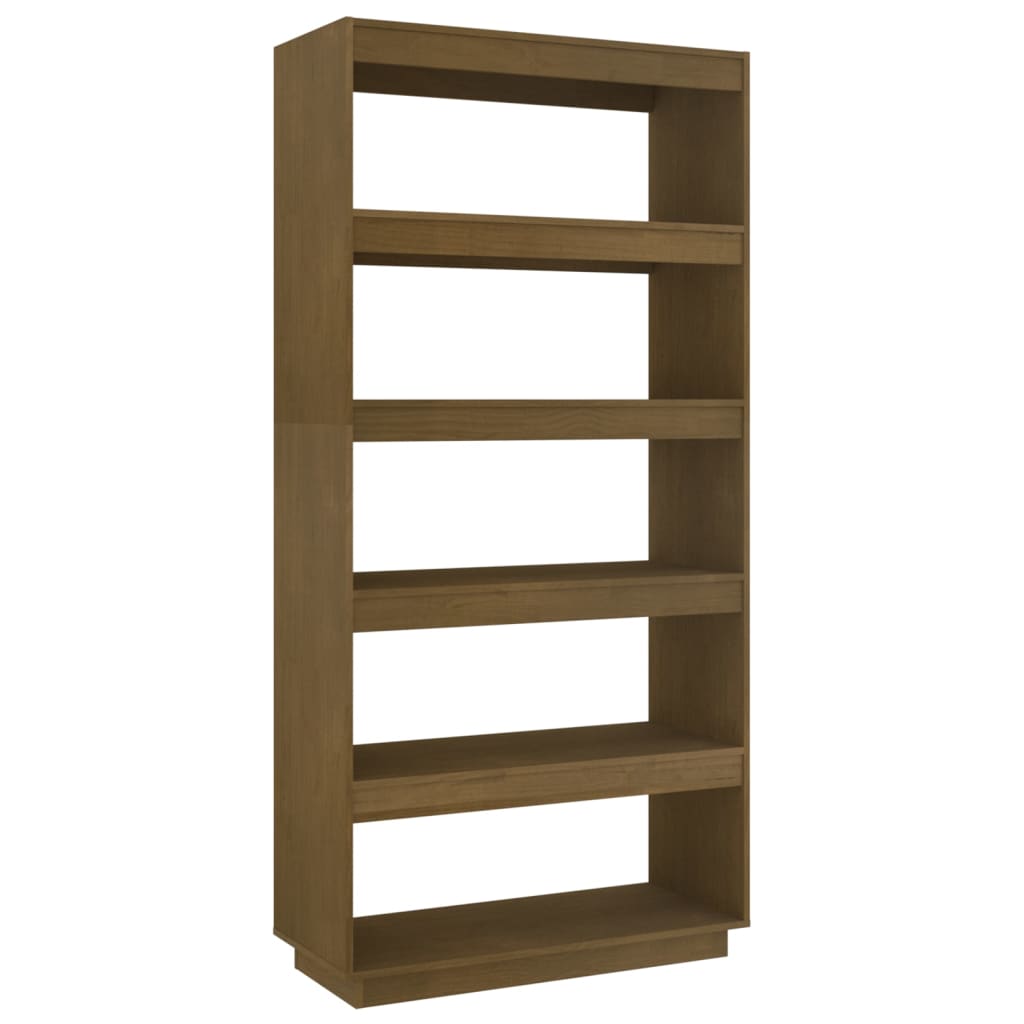 Bokhylle Honningbrun Romdeler 80x35x167 cm heltre furu