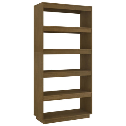Bokhylle Honningbrun Romdeler 80x35x167 cm heltre furu