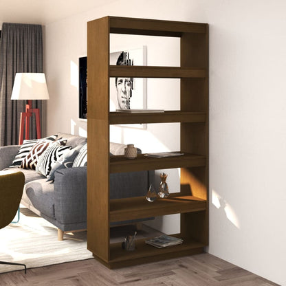 Bokhylle Honningbrun Romdeler 80x35x167 cm heltre furu