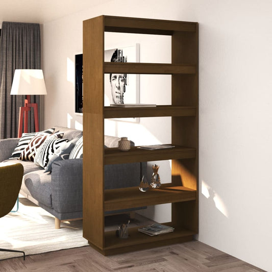 Bokhylle Honningbrun Romdeler 80x35x167 cm heltre furu