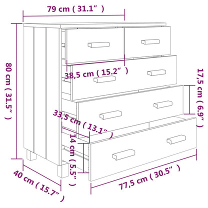 Kommode Honningbrun HAMAR 79x40x80 cm heltre furu