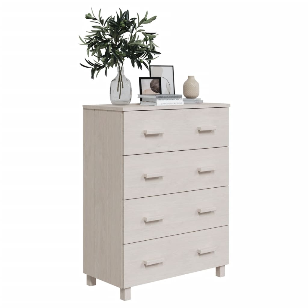 Kommode Hvit HAMAR 79x40x103,5 cm heltre furu