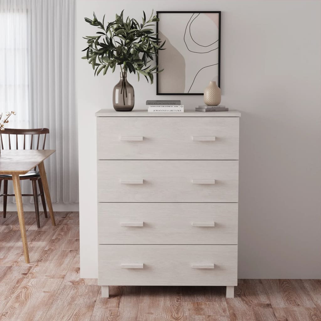 Kommode Hvit HAMAR 79x40x103,5 cm heltre furu