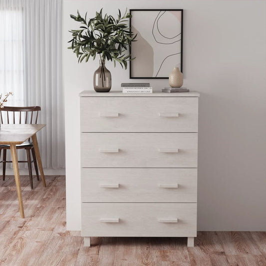 Kommode Hvit HAMAR 79x40x103,5 cm heltre furu