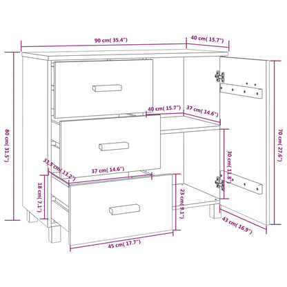 Skjenk Honningbrun HAMAR 90x40x80 cm heltre furu
