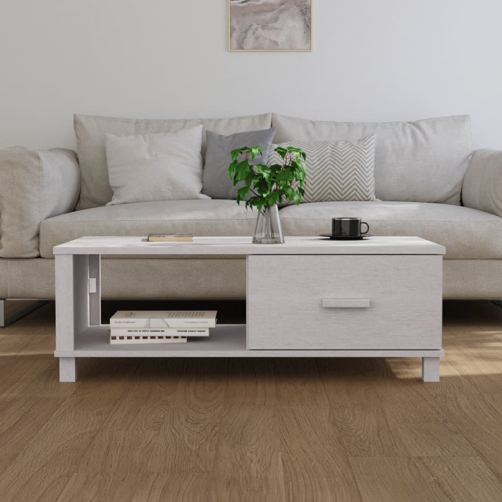 Salongbord Sofabord Hvit HAMAR 100x55x35 cm heltre furu