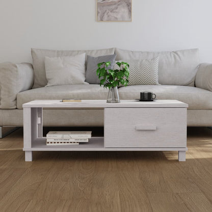 Salongbord Sofabord Hvit HAMAR 100x55x35 cm heltre furu
