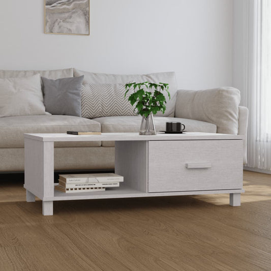 Salongbord Sofabord Hvit HAMAR 100x55x35 cm heltre furu