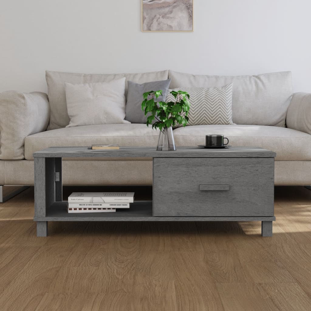Salongbord Sofabord Grå HAMAR 100x55x35 cm heltre furu