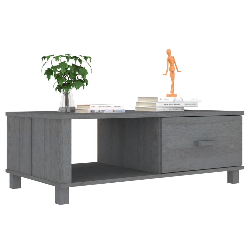 Salongbord Sofabord Grå HAMAR 100x55x35 cm heltre furu