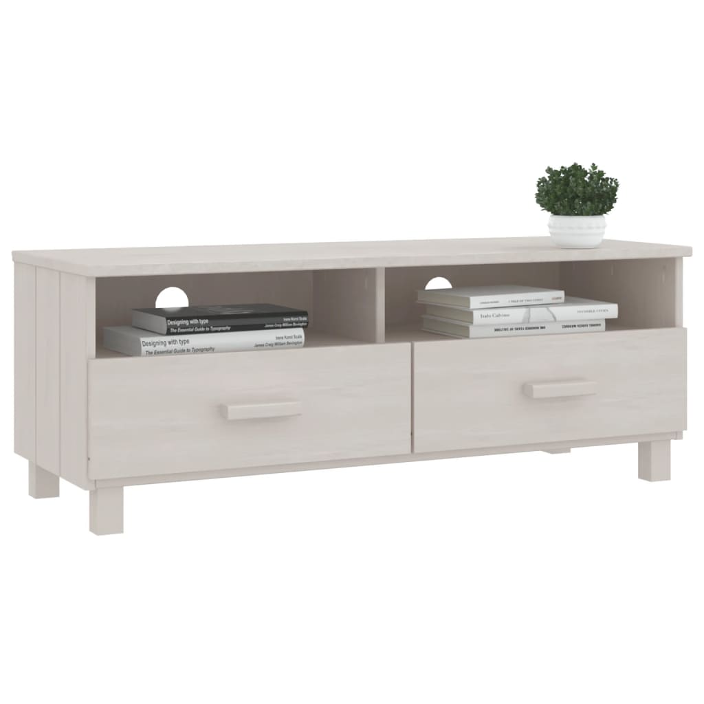 TV-Møbel Hvit TV-benk HAMAR 106x40x40 cm heltre furu