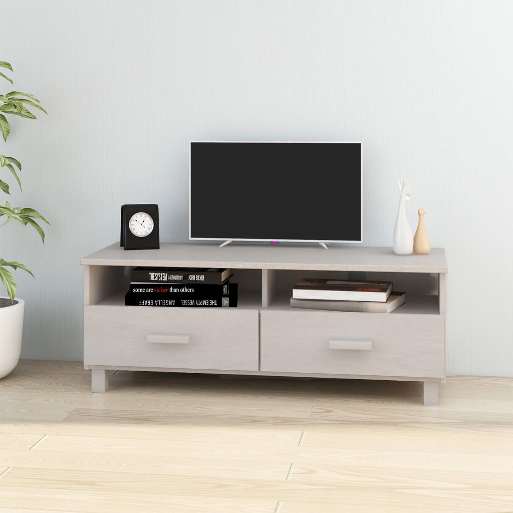 TV-Møbel Hvit TV-benk HAMAR 106x40x40 cm heltre furu