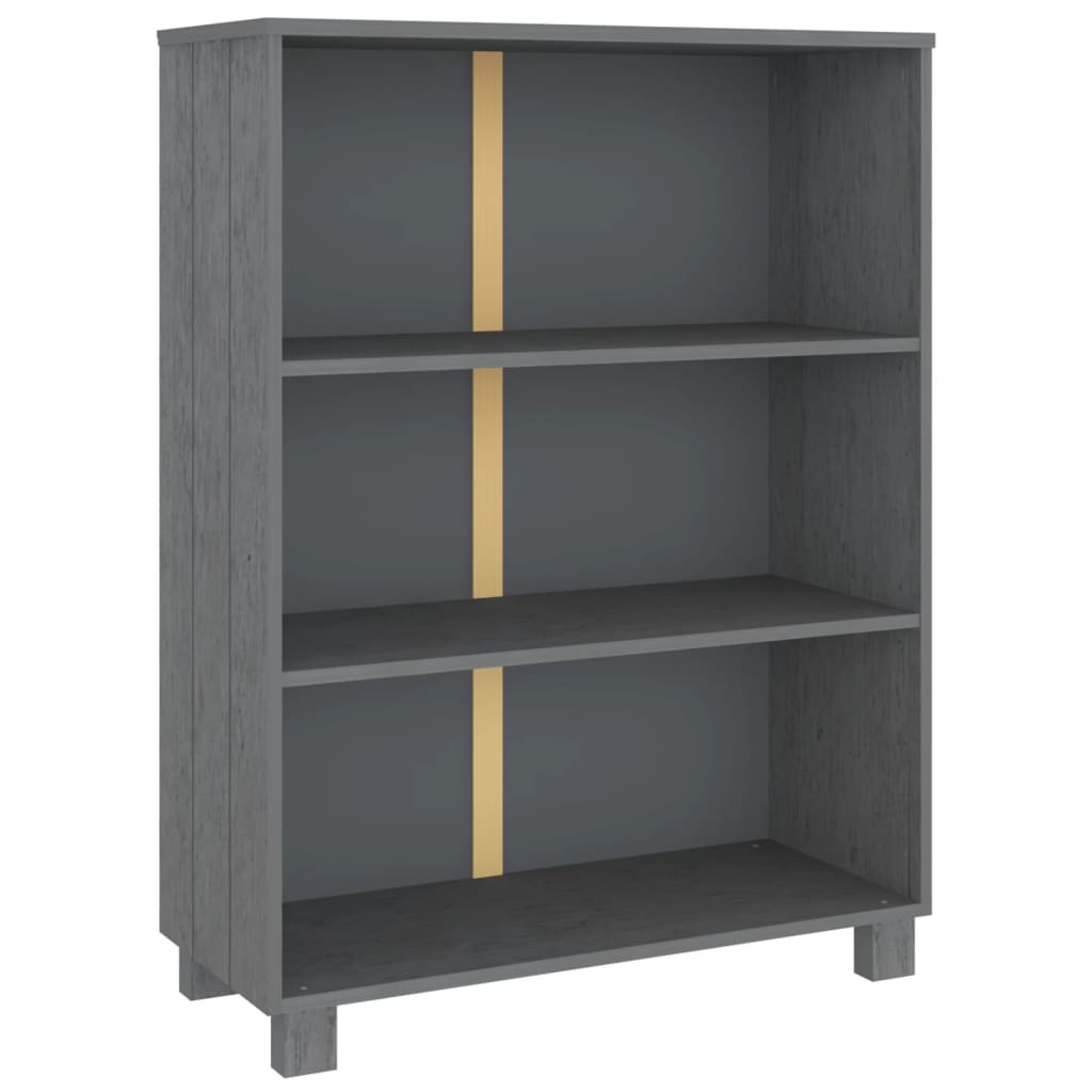 Bokhylle Grå HAMAR mørkegrå 85x35x112 cm heltre furu