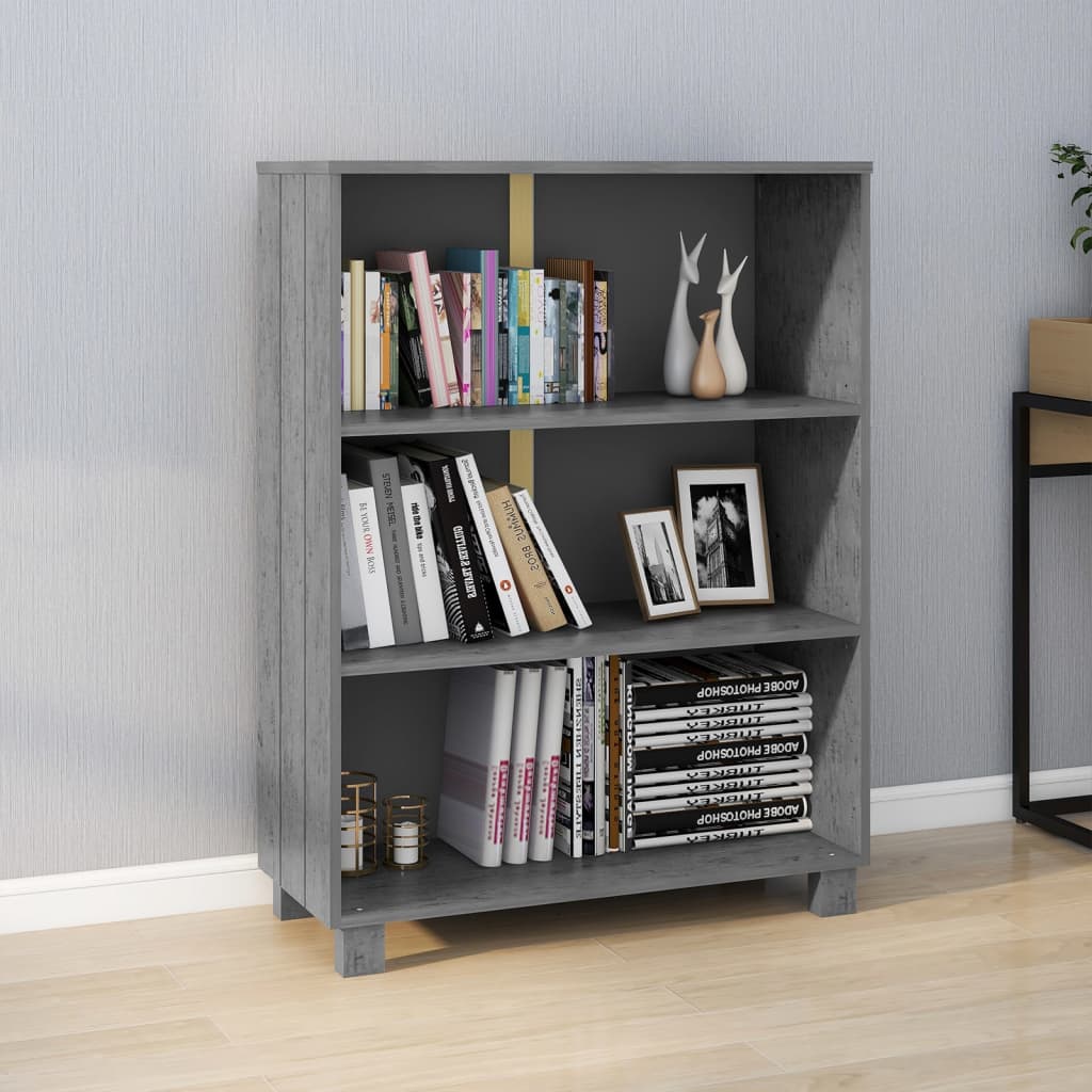 Bokhylle Grå HAMAR mørkegrå 85x35x112 cm heltre furu