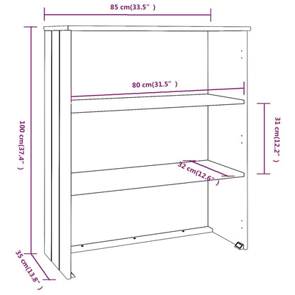 Bokhylle Honningbrun Skjenketopp HAMAR 85x35x100 cm heltre furu