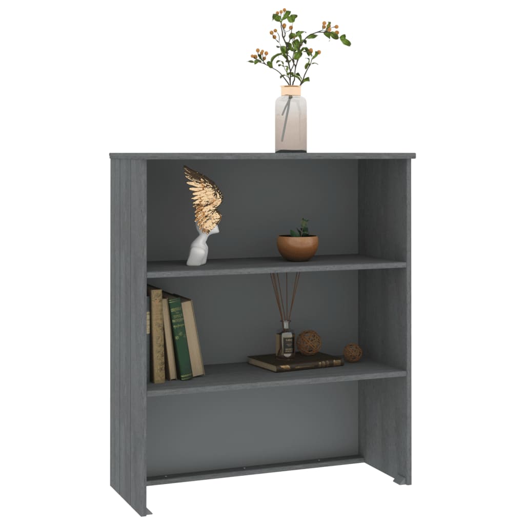 Bokhylle Grå topp HAMAR mørkegrå 85x35x100 cm heltre furu