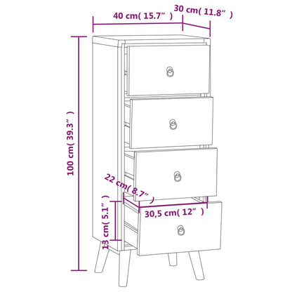 Kommode 40x30x100 cm heltre teak