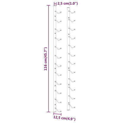 Vinstativ Veggmontert for 12 flasker 2stk Hvit jern