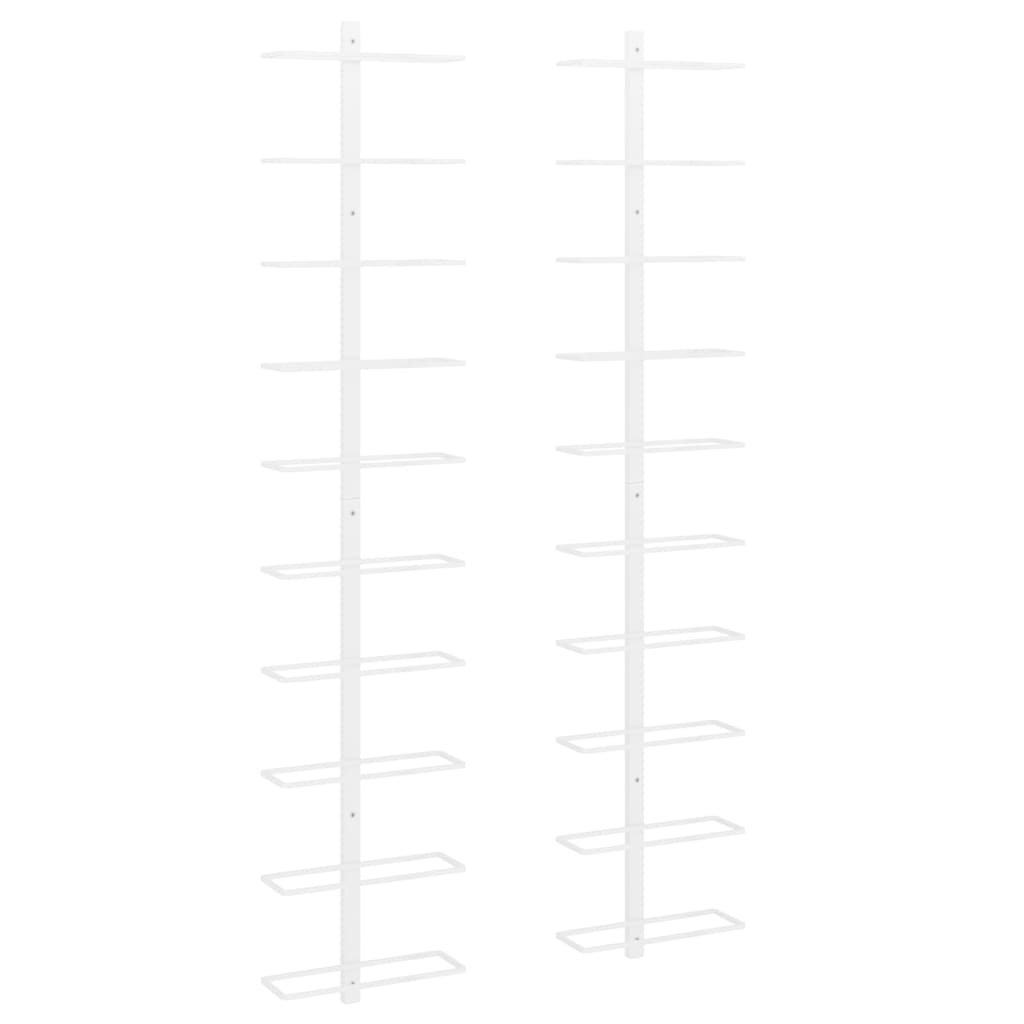 Vinstativ Veggmontert vinstativ for 10 flasker 2 stk Hvit metall