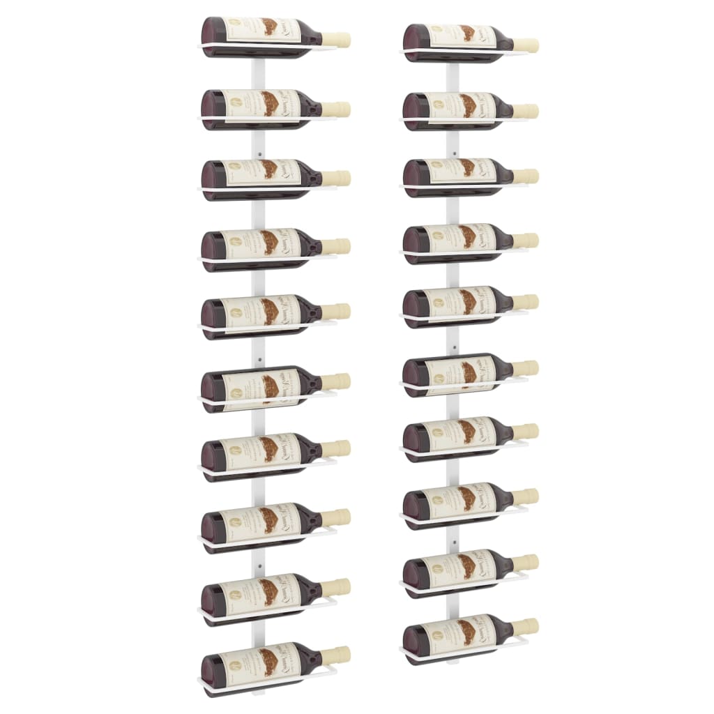 Vinstativ Veggmontert vinstativ for 10 flasker 2 stk Hvit metall