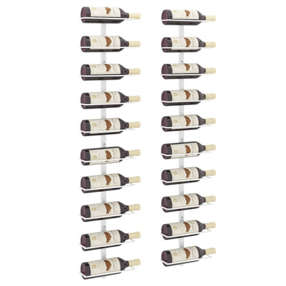Vinstativ Veggmontert vinstativ for 10 flasker 2 stk Hvit metall
