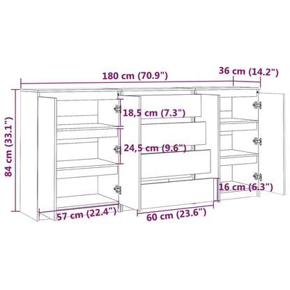 Kommode Hvit 3 stk heltre furu