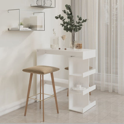 Barbord med oppbevaring hvit 100x50x101,5 cm konstruert tre