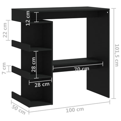 Barbord med oppbevaring svart 100x50x101,5 cm konstruert tre