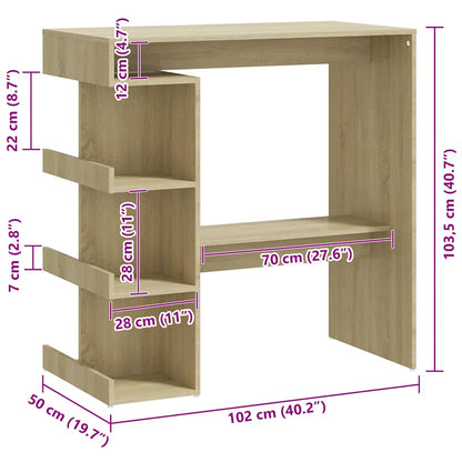 Barbord oppbevaring sonoma eik 100x50x101,5 cm konstruert tre