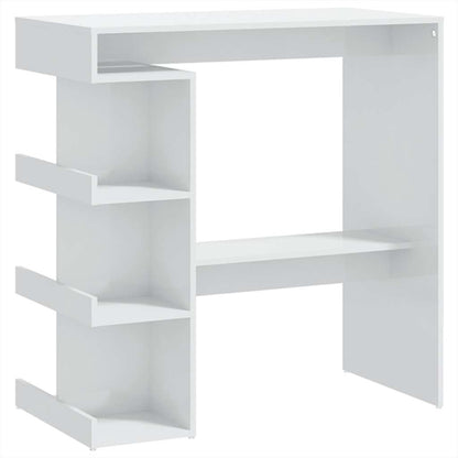 Barbord med oppbevaringsstativ høyglans hvit 100x50x101,5 cm