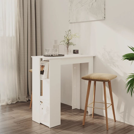 Barbord med hylle hvit 102x50x103,5 cm konstruert tre