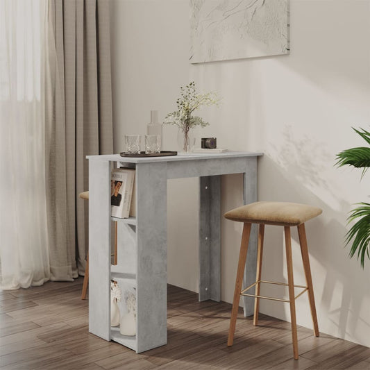 Barbord med hylle betonggrå 102x50x103,5 cm konstruert tre