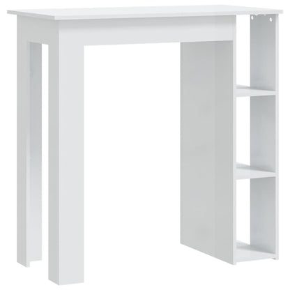 Barbord med hylle høyglans hvit 102x50x103,5 cm konstruert tre