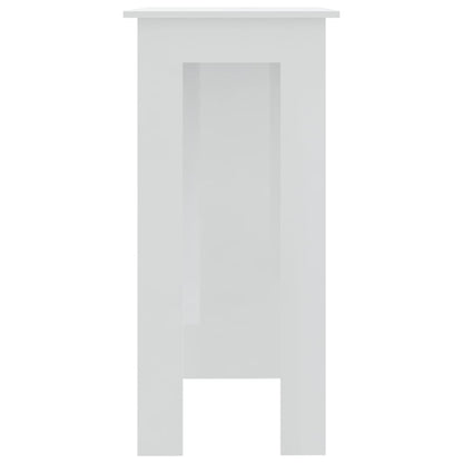 Barbord med hylle høyglans hvit 102x50x103,5 cm konstruert tre