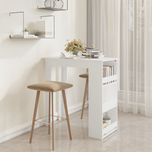 Barbord med oppbevaring hvit 102x50x103,5 cm konstruert tre